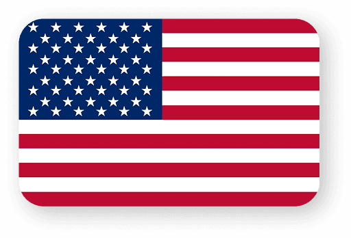 Thirteen horizontal red and white stripes with a blue canton containing fifty small white five-pointed stars.