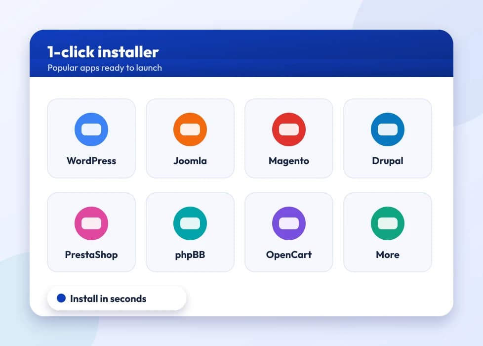 A grid of one-click installable web apps