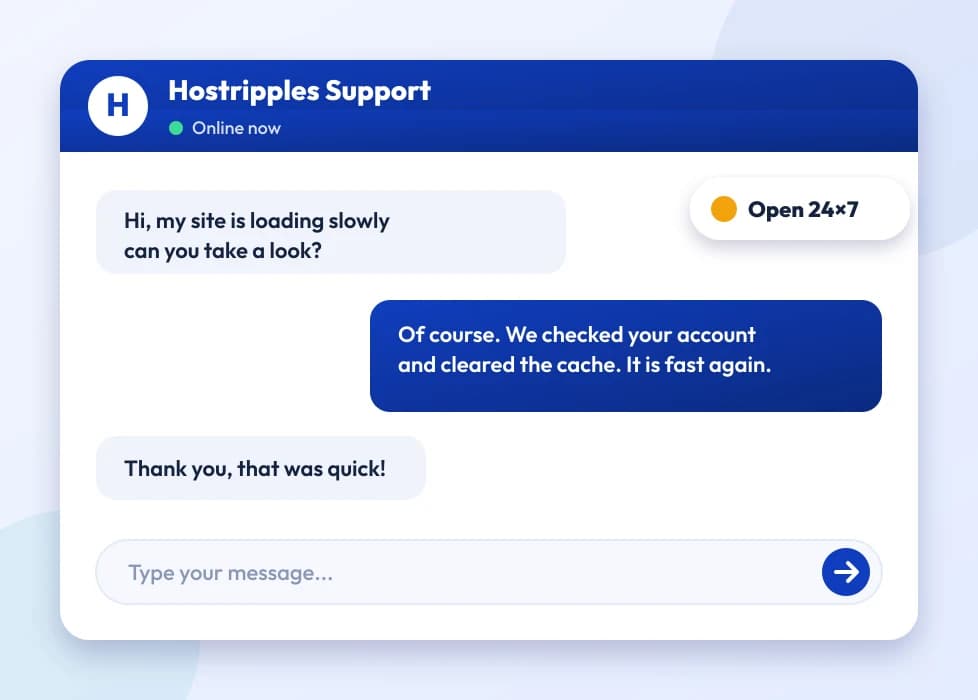 A support chat with an expert answering a question