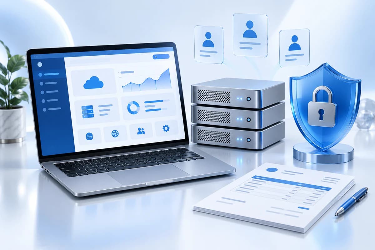 Hosting control panel, client accounts and secure server infrastructure