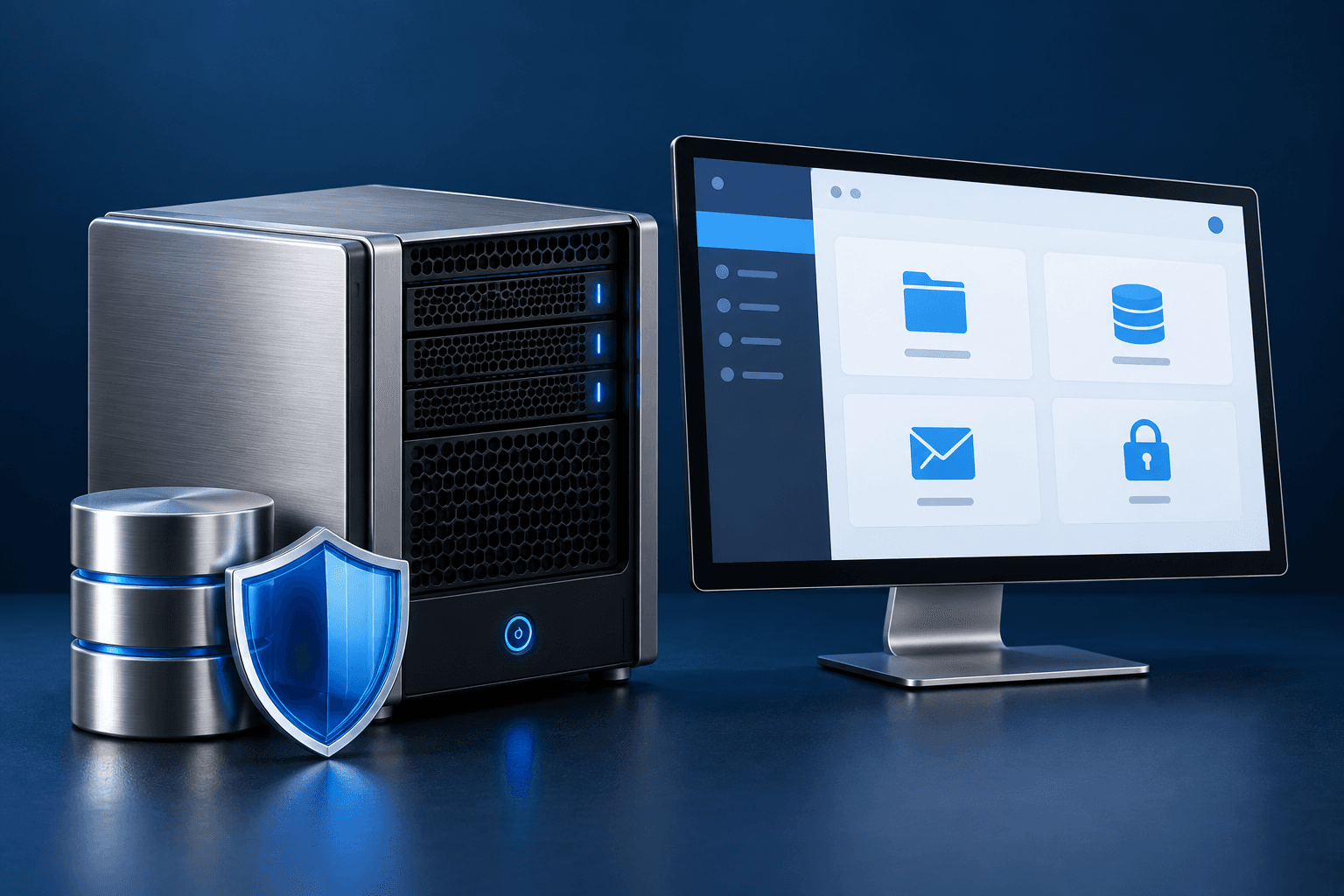 Windows hosting server, database and hosting control dashboard